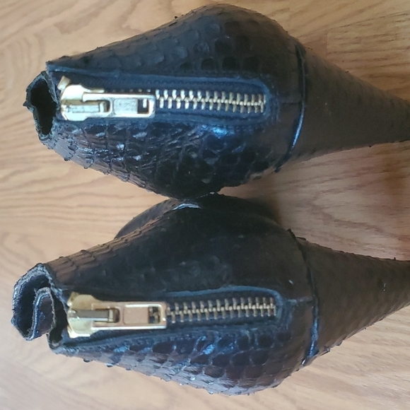 Loeffler Randall Black Leather Snakeskin Platform Heels Size 10 - Picture 5 of 9